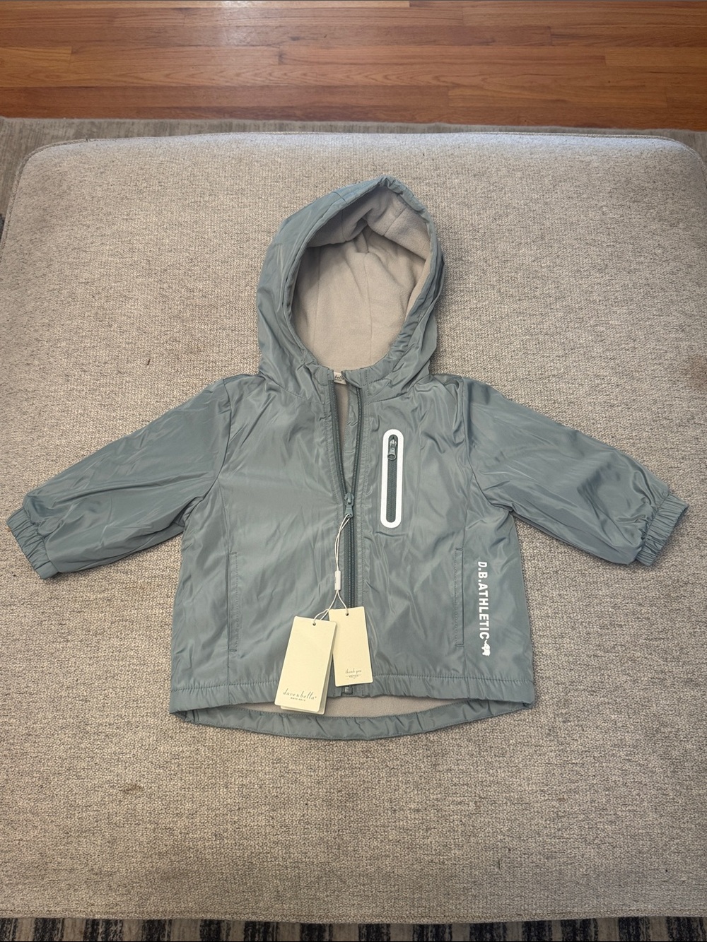 Dave & Bella NWT Unisex Hooded Jacket Size 80 9-18M Gray Green